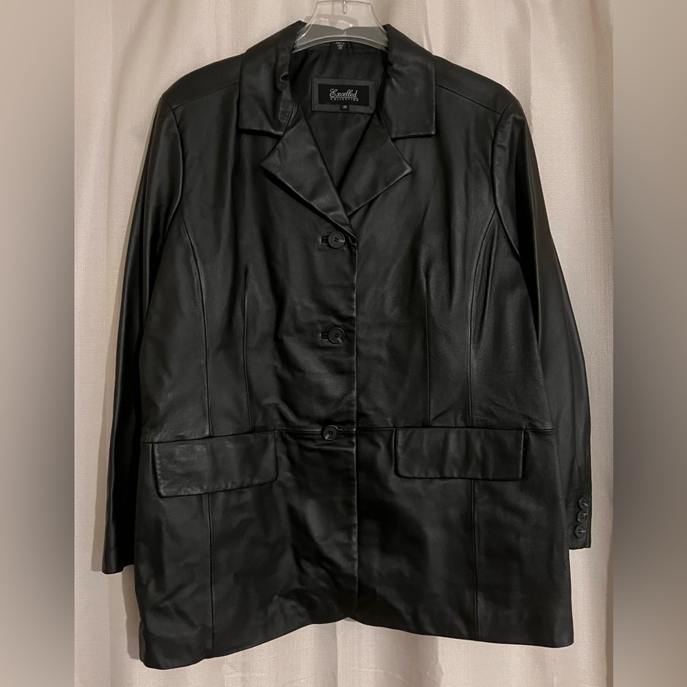 Excelled Genuine Leather Blazer – Women’s 2X – Black, Plus Size